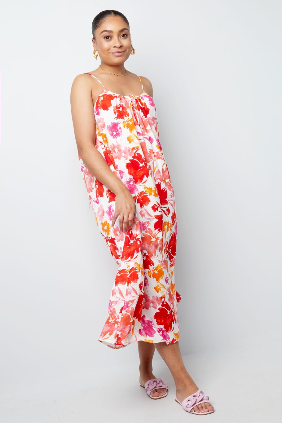 Kleid Blumendruck - rosa/orange h5Bild7